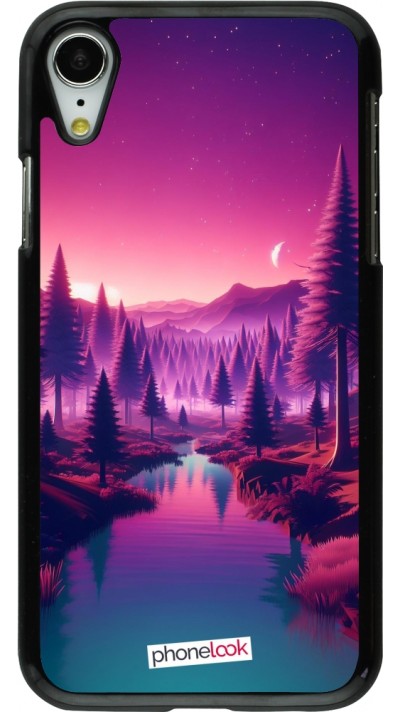 Coque iPhone XR - Paysage Violet-Rose