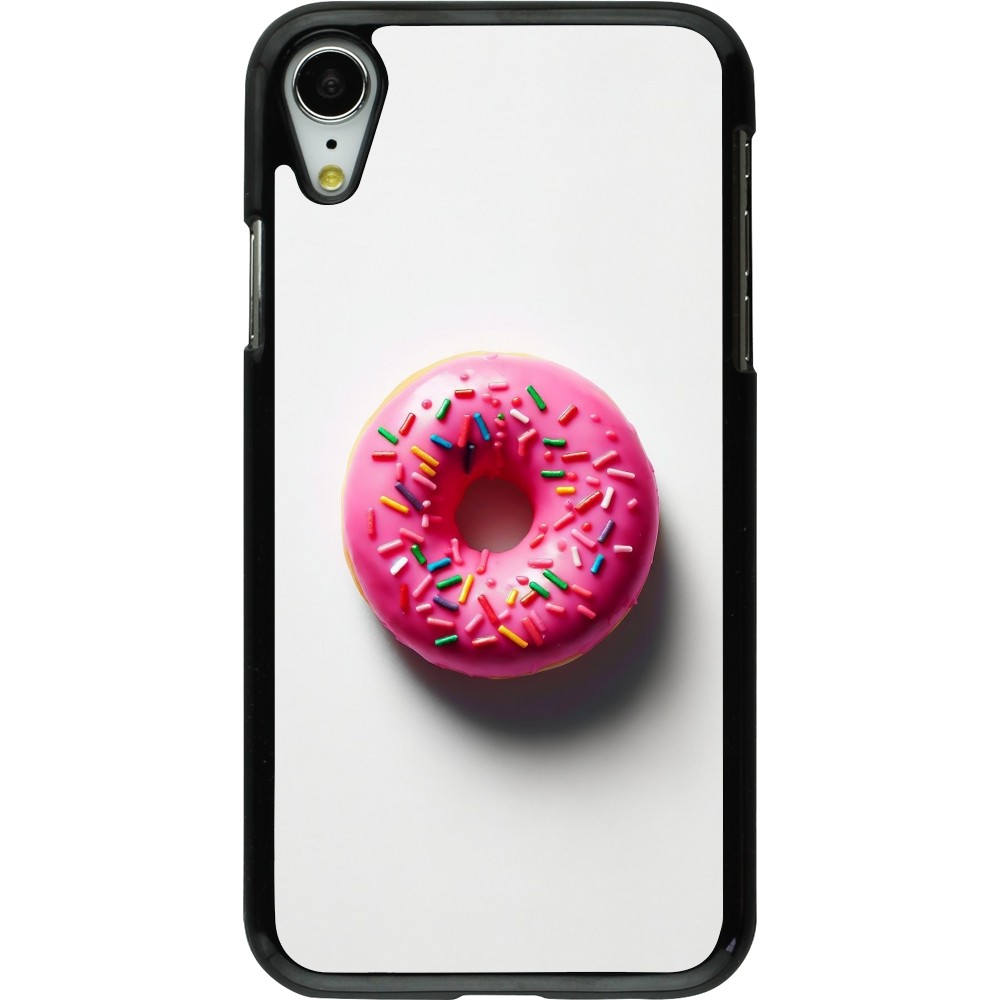 iPhone XR Case Hülle - Weisser Hintergrund, pinker Donut