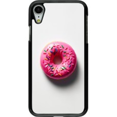 iPhone XR Case Hülle - Weisser Hintergrund, pinker Donut