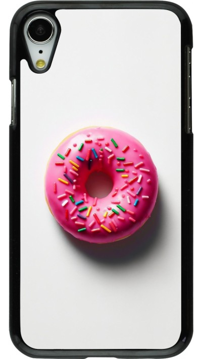 Coque iPhone XR - Weißer Hintergrund, pinker Donut