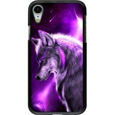 Hülle iPhone XR - Purple Sky Wolf
