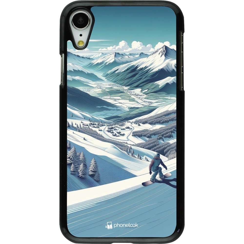iPhone XR Case Hülle - Snowboarder Berg