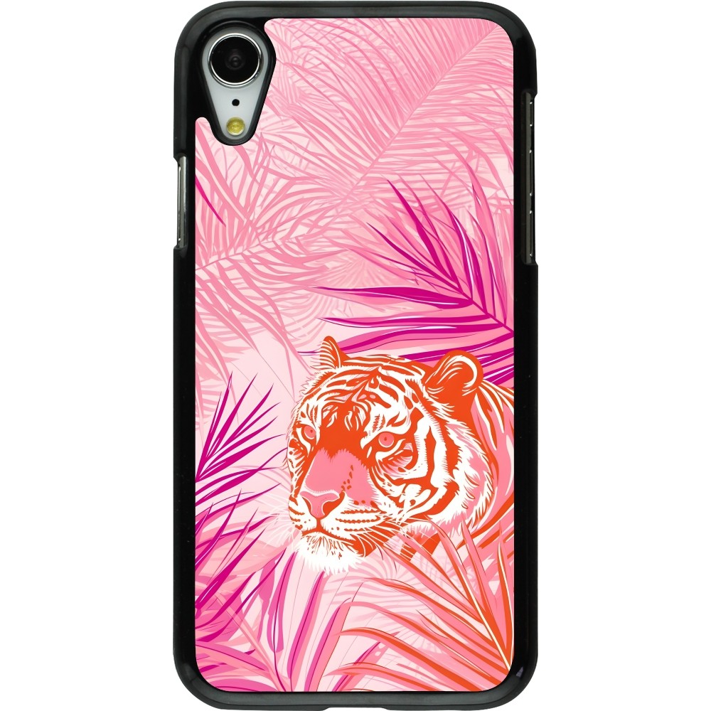 iPhone XR Case Hülle - Tiger Palmen rosa