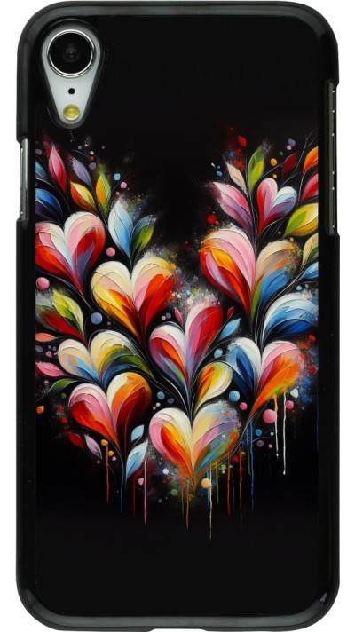 Coque iPhone XR - Valentine 2024 Coeur Noir Abstrait