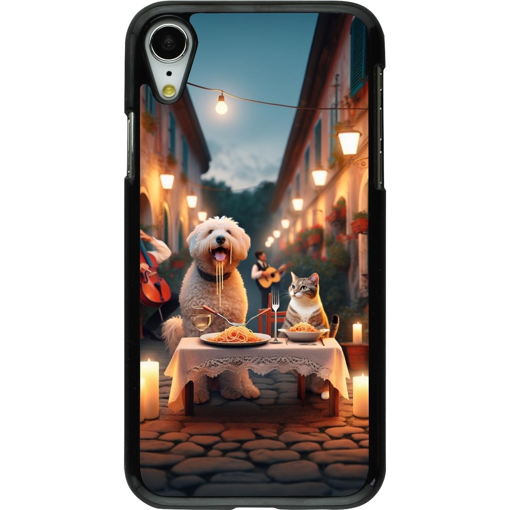 iPhone XR Case Hülle - Valentin 2024 Hund & Katze Kerzenlicht