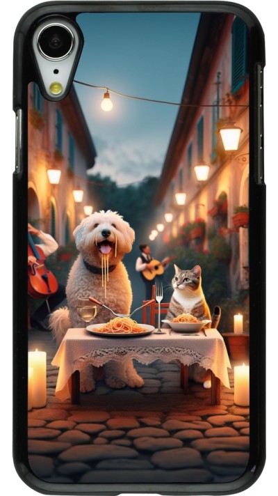 Coque iPhone XR - Valentine 2024 Dog & Cat Candlelight