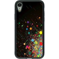 Coque iPhone XR - Silicone rigide noir Abstract bubule lines