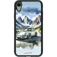 iPhone XR Case Hülle - Silikon schwarz Porsche 911 Berg Aquarell