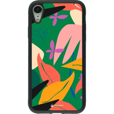 Hülle iPhone XR - Silikon schwarz Abstract Jungle