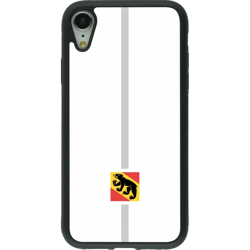 Coque iPhone XR - Silicone rigide noir Canton BE blanc
