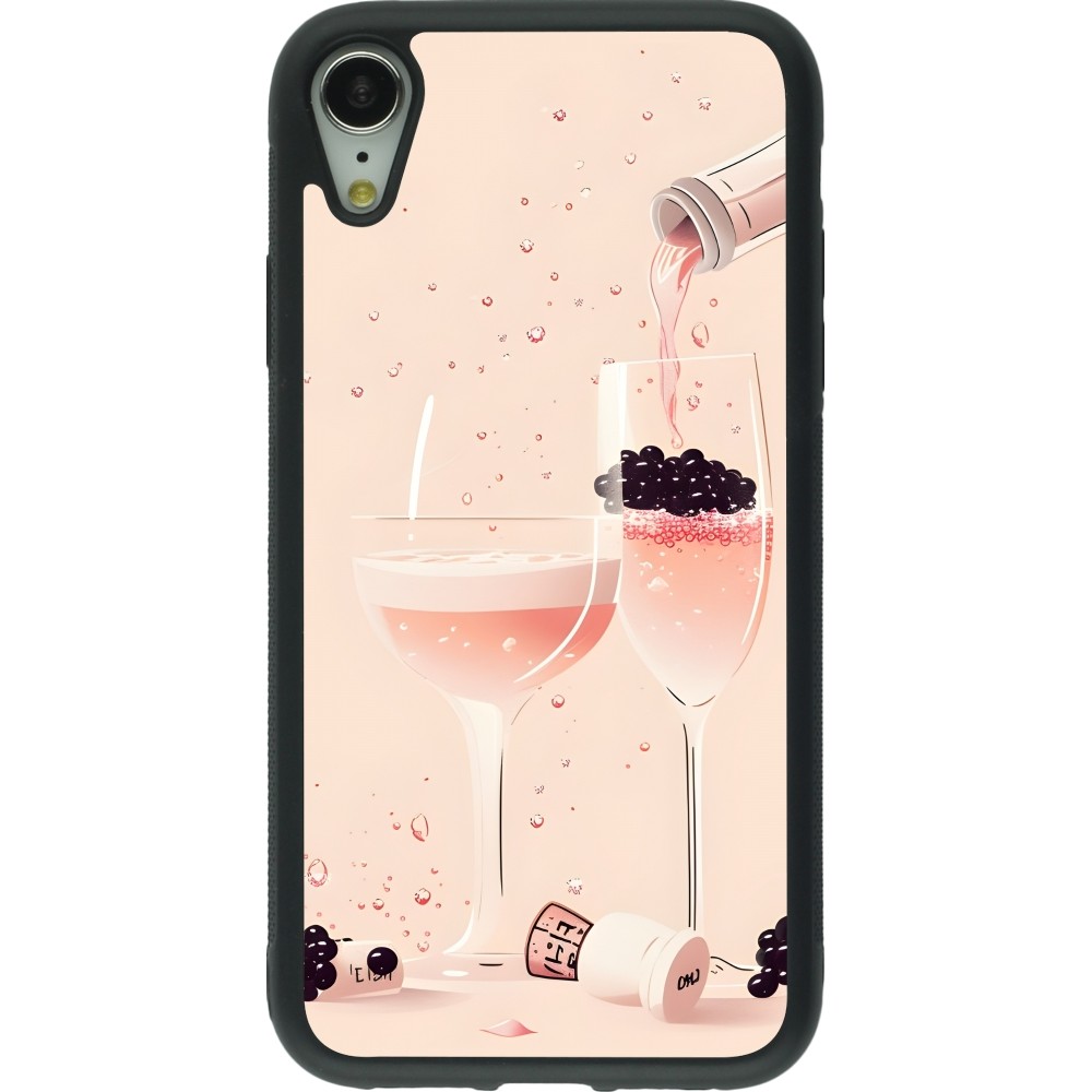 iPhone XR Case Hülle - Silikon schwarz Champagne Pouring Pink