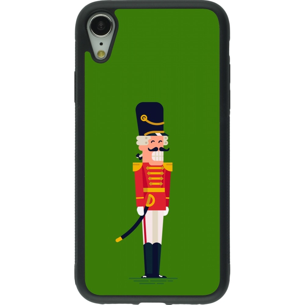 Coque iPhone XR - Silicone rigide noir Christmas 25 Nutcracker Green