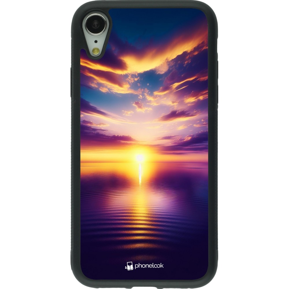 iPhone XR Case Hülle - Silikon schwarz Sonnenuntergang gelb violett