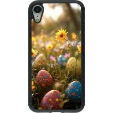 Coque iPhone XR - Silicone rigide noir Easter 2026 Decorated eggs