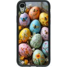 Coque iPhone XR - Silicone rigide noir Easter 2026 Eggs with bees