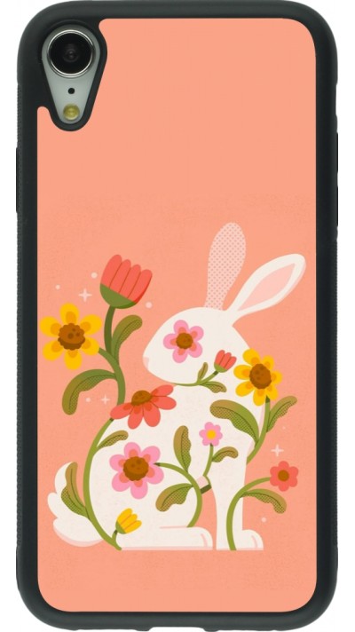 Coque iPhone XR - Silicone rigide noir Easter 2026 Rabbit collage