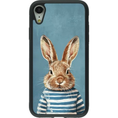 Coque iPhone XR - Silicone rigide noir Easter 2026 Rabbit navy