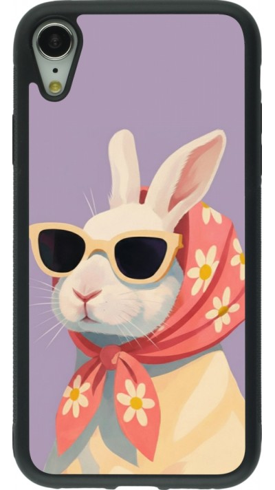 Coque iPhone XR - Silicone rigide noir Easter 2026 Rabbit with scarf