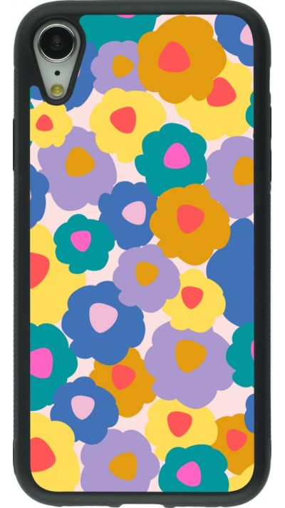 Coque iPhone XR - Silicone rigide noir Easter 2024 flower power