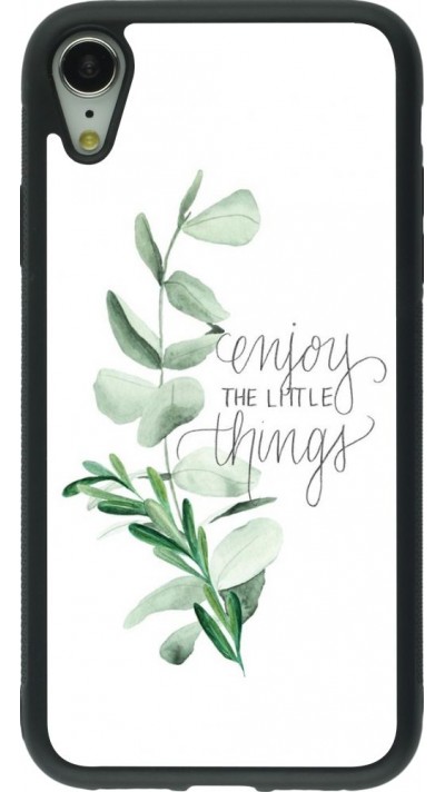 Coque iPhone XR - Silicone rigide noir Enjoy the little things