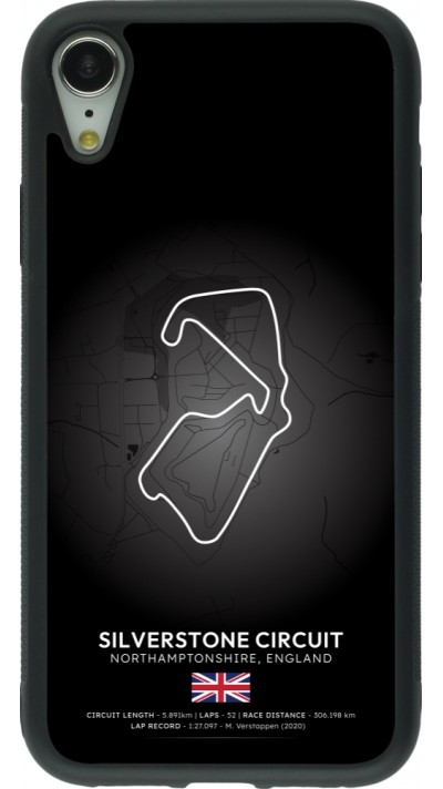 Coque iPhone XR - Silicone rigide noir F1 Track 2025 Great Britan