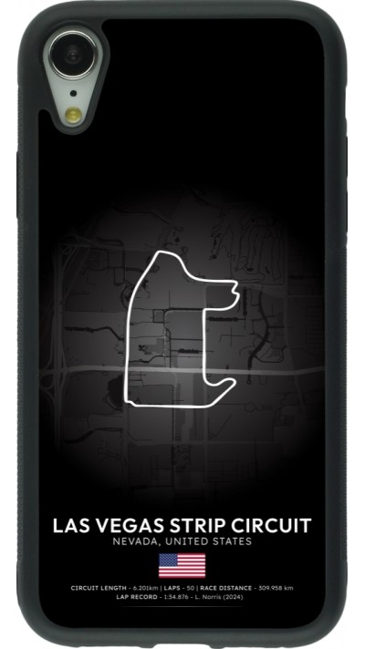 Coque iPhone XR - Silicone rigide noir F1 Track 2025 Las Vegas