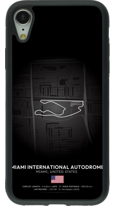 Coque iPhone XR - Silicone rigide noir F1 Track 2025 Miami