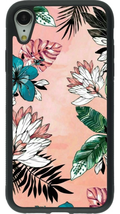 Coque iPhone XR - Silicone rigide noir Flowers Artprint