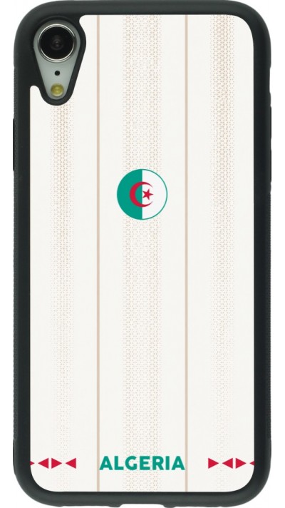 Coque iPhone XR - Silicone rigide noir Maillot de football Algérie 2026 personnalisable