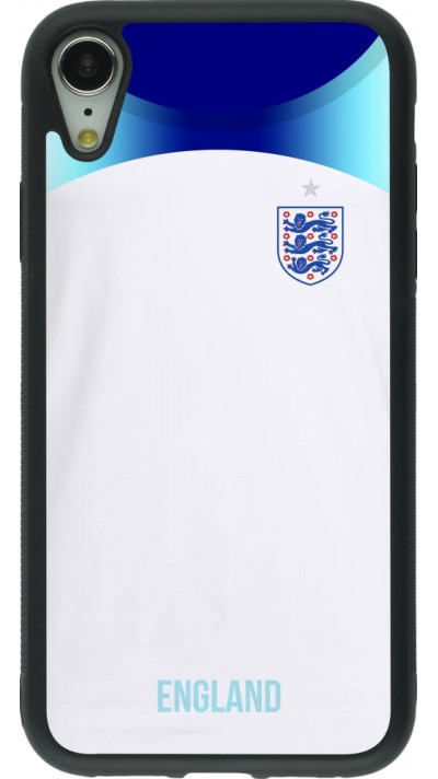 Coque iPhone XR - Silicone rigide noir Maillot de football Angleterre 2022 personnalisable