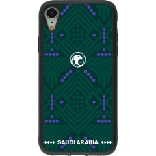 Coque iPhone XR - Silicone rigide noir Maillot de football Arabie saoudite 2026 personnalisable