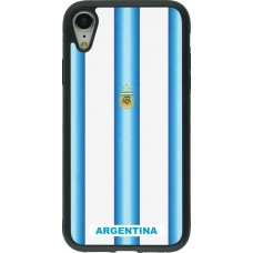 Coque iPhone XR - Silicone rigide noir Maillot de football Argentine 2026 personnalisable