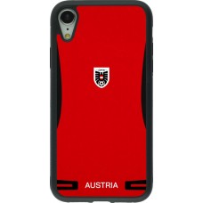 Coque iPhone XR - Silicone rigide noir Maillot de football Autriche 2026 personnalisable