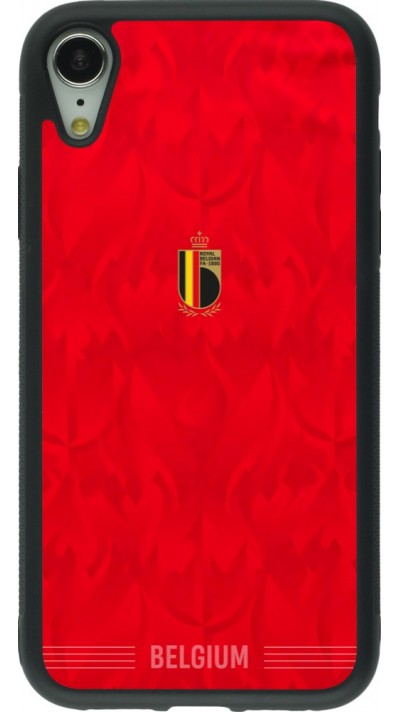 Coque iPhone XR - Silicone rigide noir Maillot de football Belgique 2026 personnalisable