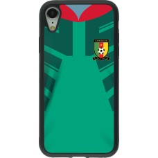 Coque iPhone XR - Silicone rigide noir Maillot de football Cameroun 2022 personnalisable