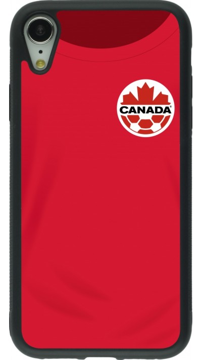 Coque iPhone XR - Silicone rigide noir Maillot de football Canada 2022 personnalisable