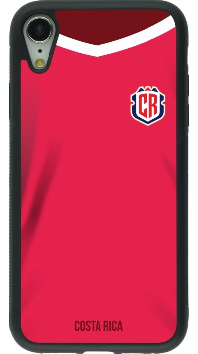 Coque iPhone XR - Silicone rigide noir Maillot de football Costa Rica 2022 personnalisable