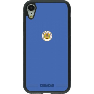 Coque iPhone XR - Silicone rigide noir Maillot de football Curaçao 2026 personnalisable