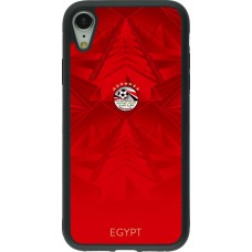 Coque iPhone XR - Silicone rigide noir Maillot de football Égypte 2026 personnalisable