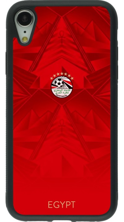 Coque iPhone XR - Silicone rigide noir Maillot de football E?gypte 2026 personnalisable