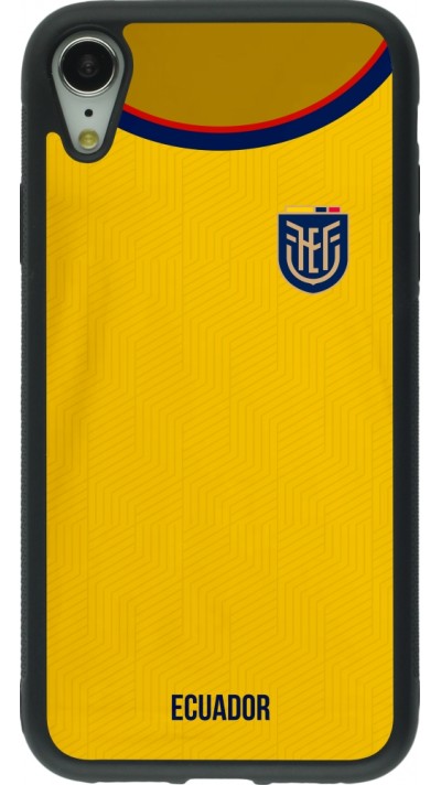 Coque iPhone XR - Silicone rigide noir Maillot de football Equateur 2022