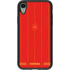 Coque iPhone XR - Silicone rigide noir Maillot de football Espagne 2026 personnalisable