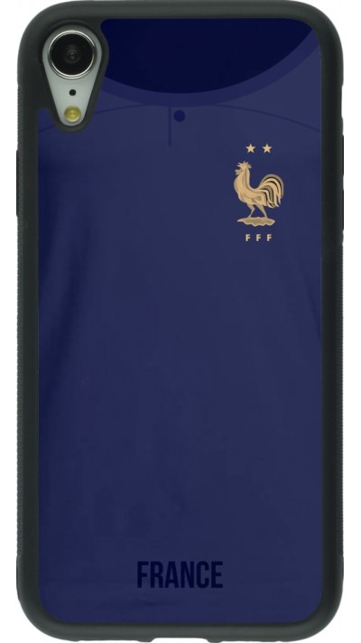 Coque iPhone XR - Silicone rigide noir Maillot de football France 2022 personnalisable