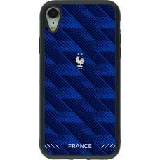 Coque iPhone XR - Silicone rigide noir Maillot de football France 2026 personnalisable