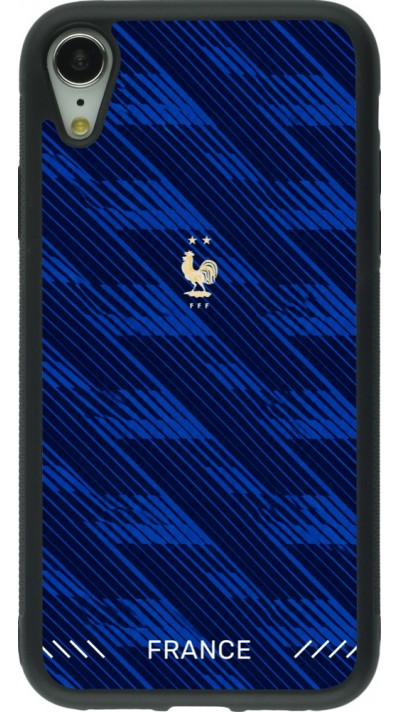 Coque iPhone XR - Silicone rigide noir Maillot de football France 2026 personnalisable