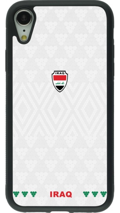 Coque iPhone XR - Silicone rigide noir Maillot de football Irak 2026 personnalisable