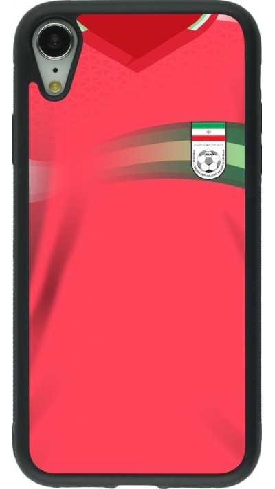 Coque iPhone XR - Silicone rigide noir Maillot de football Iran 2022 personnalisable
