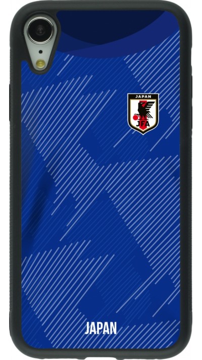 Coque iPhone XR - Silicone rigide noir Maillot de football Japon 2022 personnalisable