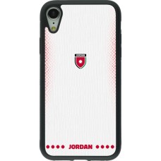 Coque iPhone XR - Silicone rigide noir Maillot de football Jordanie 2026 personnalisable