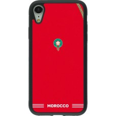 Coque iPhone XR - Silicone rigide noir Maillot de football Maroc 2026 personnalisable